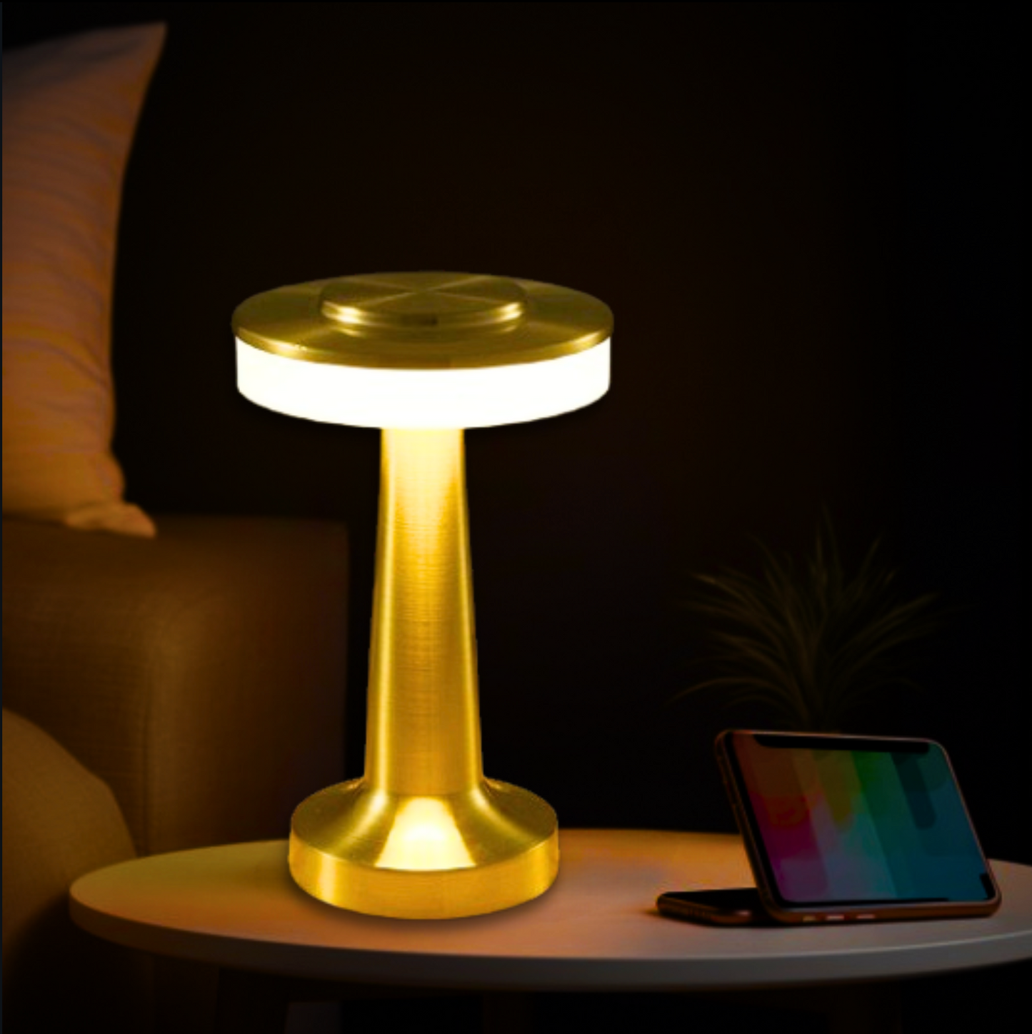 Kabellose LED Akku Tischlampe LuxeLamp - Dimmbar über Touch - Gold