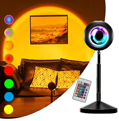 Sunset Lamp | 16 Farben + Fernbedienung LED Projektor Tischlampe - USB Nachttischlampen